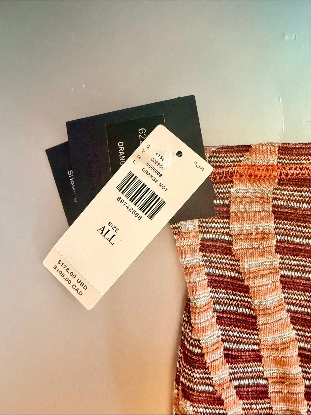 Anna Sui Striped Knit Long Gloves in Orange, Brown & Cream NWT $178